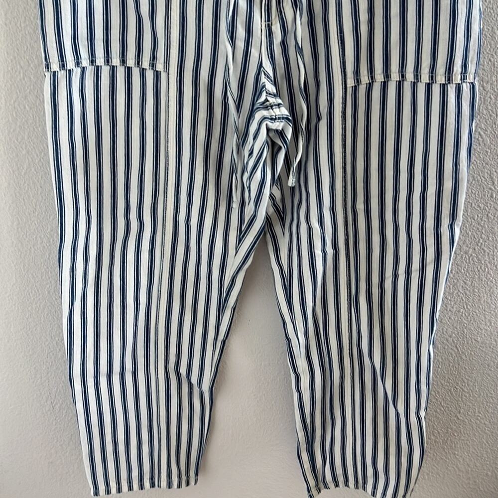 American Eagle Blue White Stripe Drawstring Waist Casual Pants Mid-Weight 10 - Picture 3 of 8